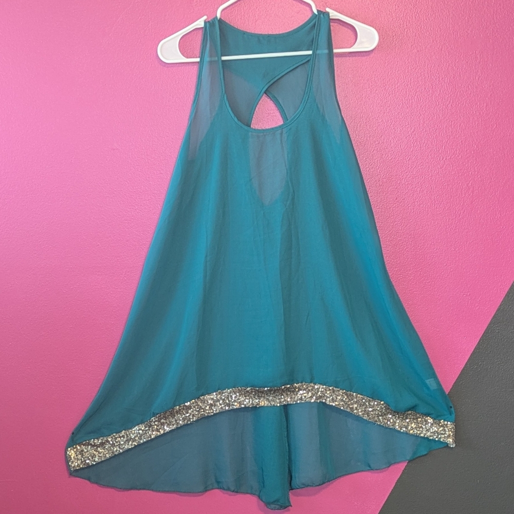 Asymmetrical Tunic with Sequins Trim